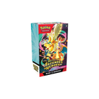 Pokémon TCG booster box for the Ascended Heroes expansion, featuring colorful artwork of a yellow dragon-like character on a dark background with bright accent colors.